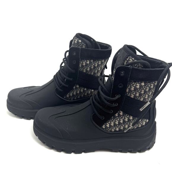 Men\'s Dior Garden Oblique Black/Beige Lace Up Combat Boots Size 41 main image 5